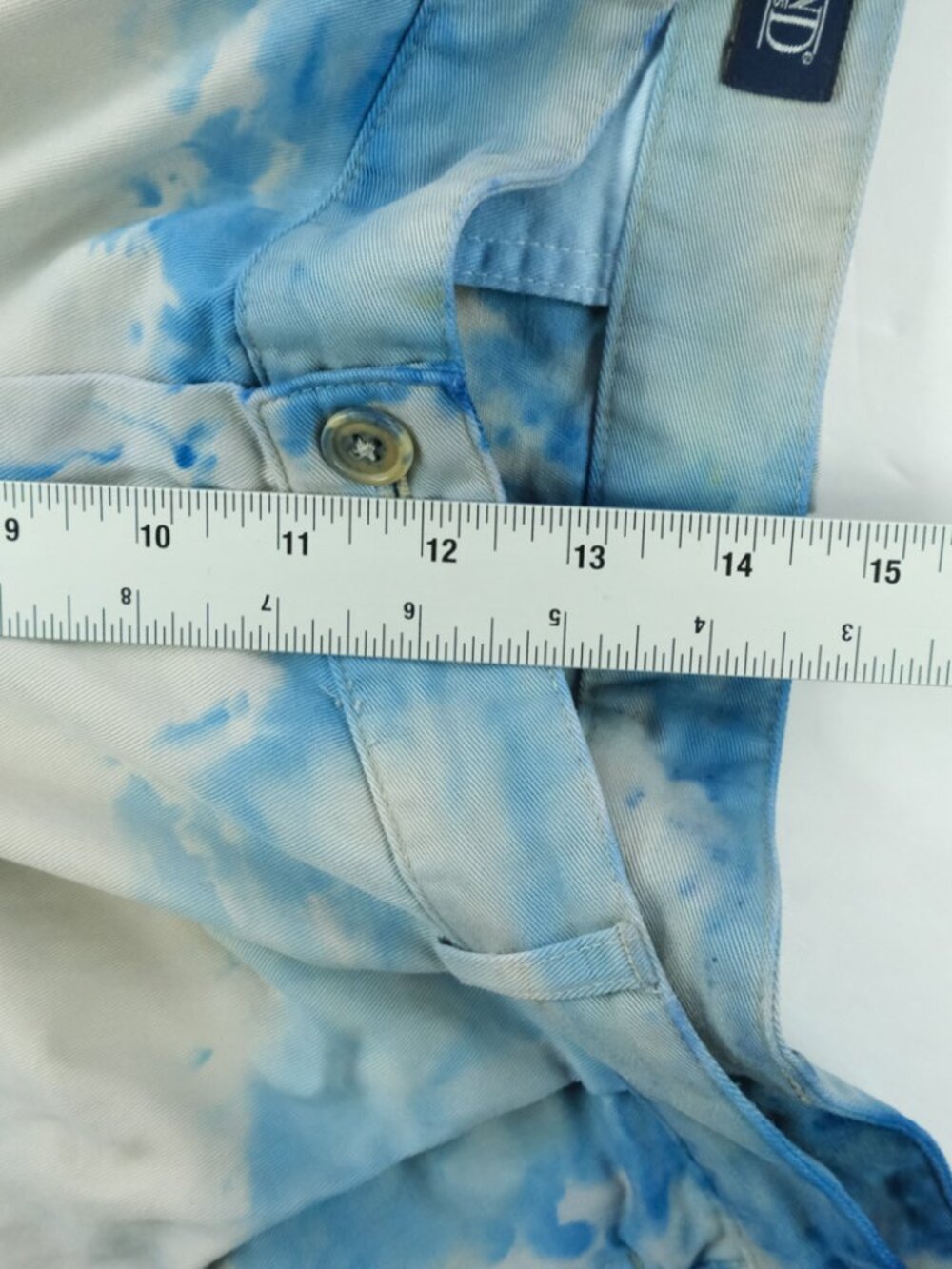 Vintage Lands End Chino Pants Mens 32x32 Blue Relaxed Fit Chino Custom Tie Dye - Picture 5 of 7